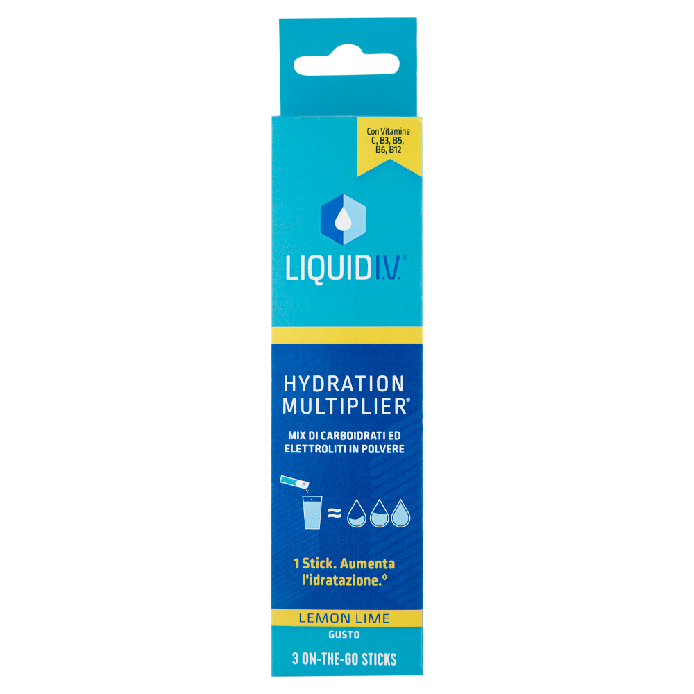 Liquid I.V. Hydration Multiplier Mix di Carboidrati ed Elettroliti in Polvere Lemon Lime 3 x 16 g