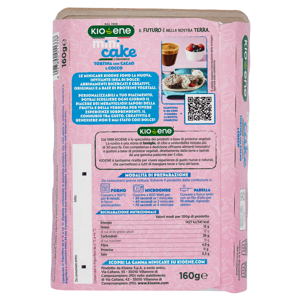 Kioene 4 mini cake Tortina con Cacao e Cocco 160 g
