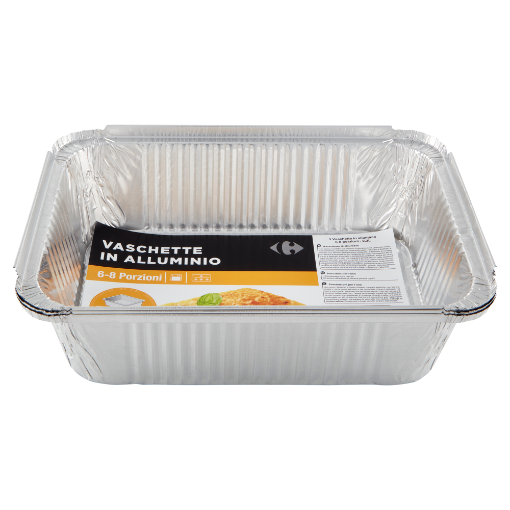 Carrefour Vaschette in Alluminio 6-8 Porzioni 3 pz