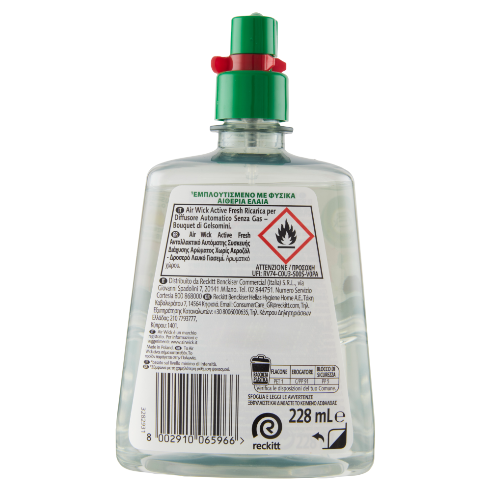 Air Wick Active Fresh Ricarica per Diffusore Automatico Gelsomino Profumatore per ambiente 228 ml