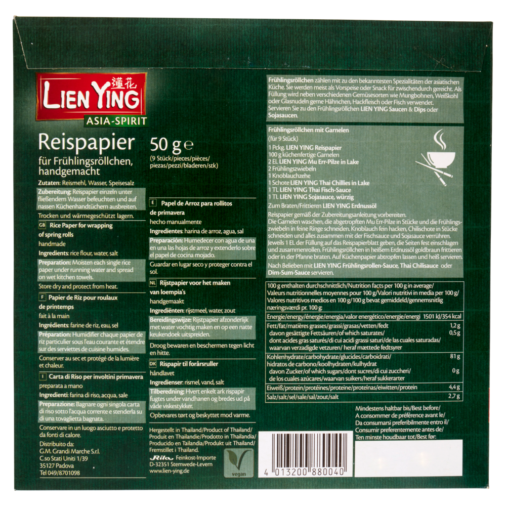 Lien Ying Asia-Spirit Reispapier 9 pezzi 50 g