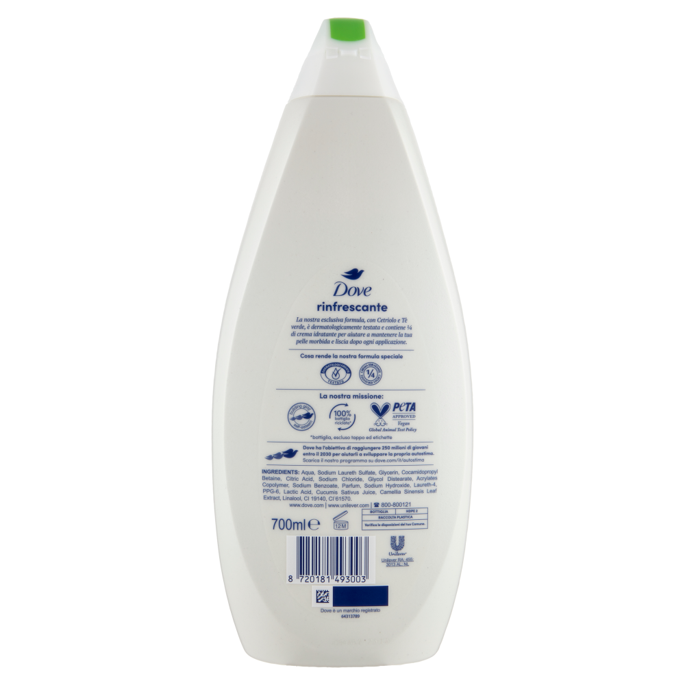 Dove bagnodoccia rinfrescante con cetriolo e tè verde 700 ml