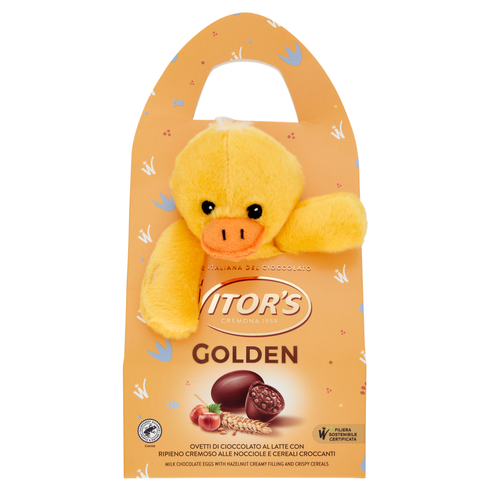 Witor's Golden Ovetti di Cioccolato al Latte con Ripieno alle Nocciole e Cereali Croccanti 120 g