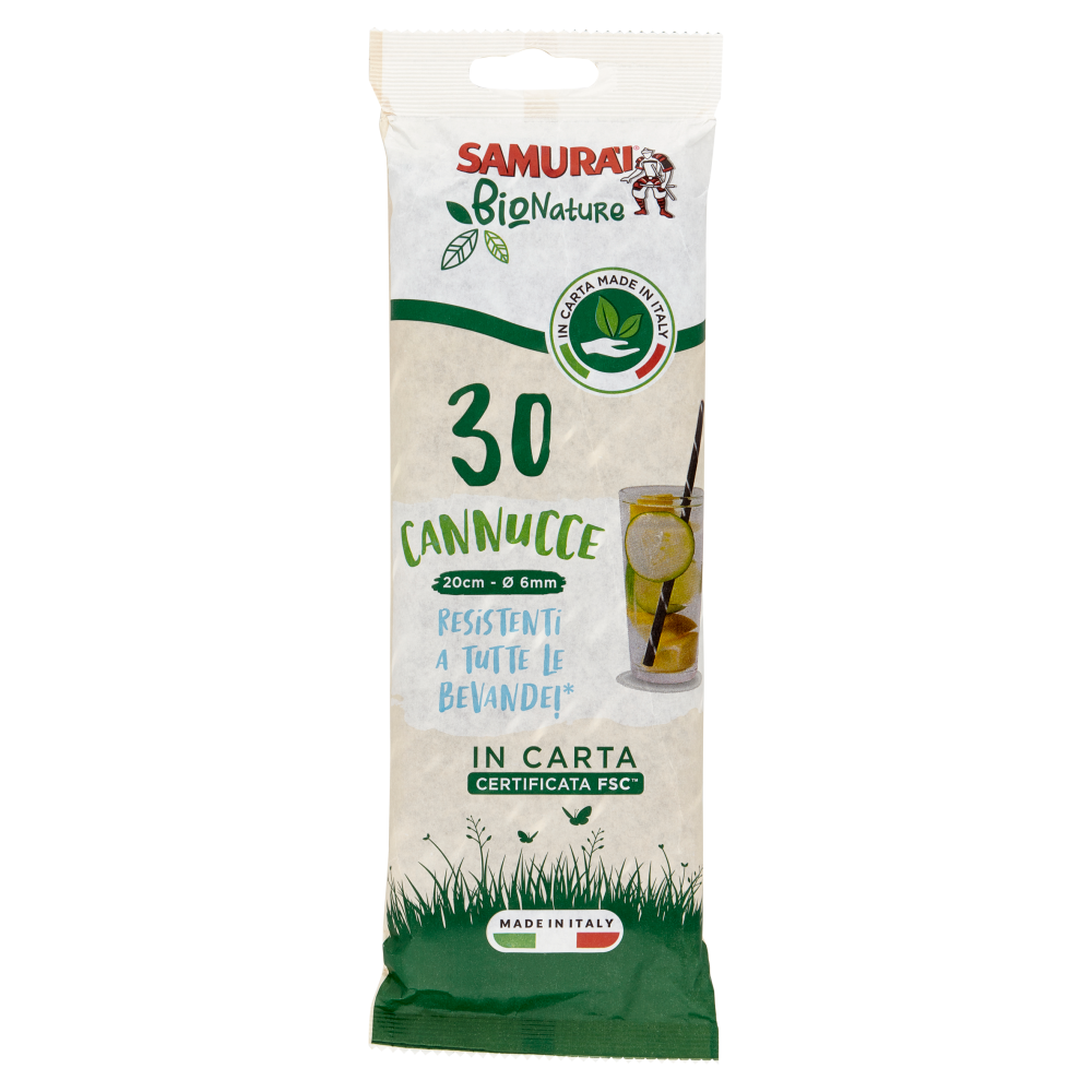 Samurài BioNature Cannucce 20cm - Ø 6mm in Carta 30 pz