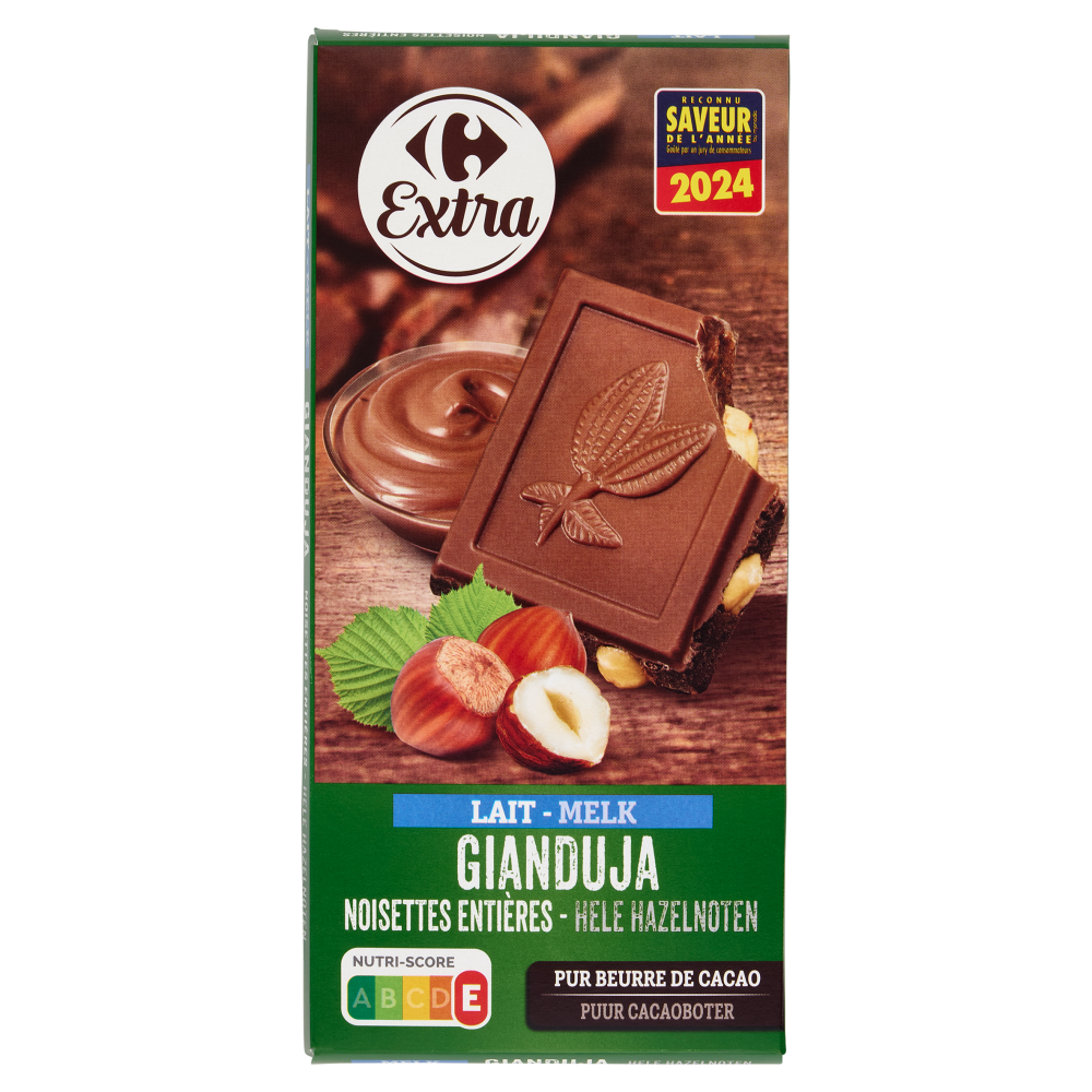 Carrefour Extra Lait Gianduja Noisette Entières 200 g