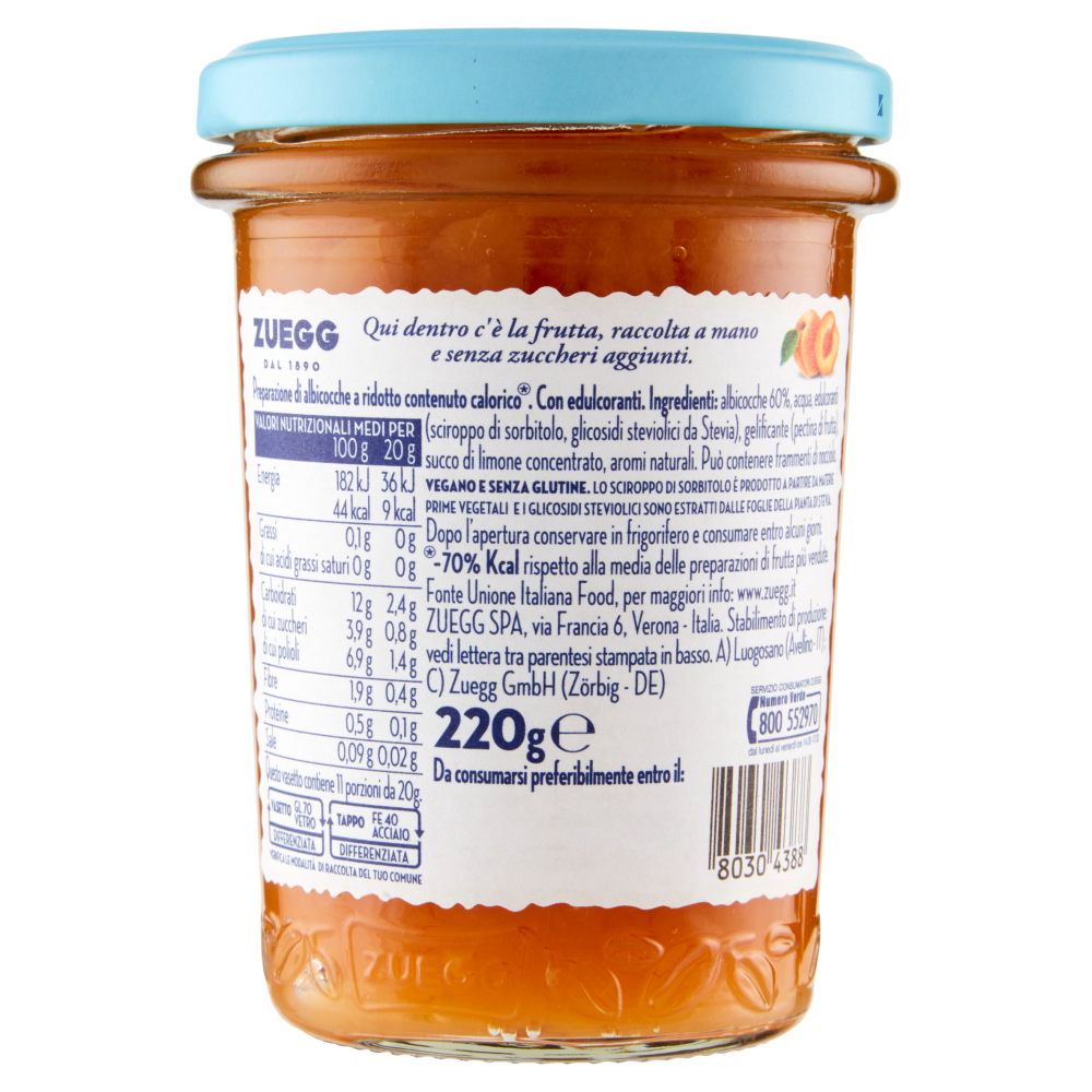 Zuegg Zero Zuccheri Aggiunti* Albicocche 220 g