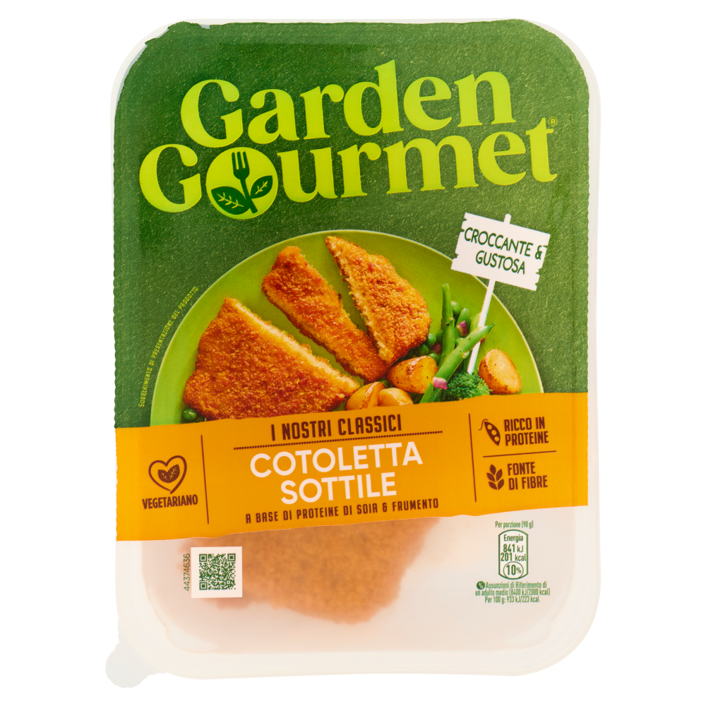 GARDEN GOURMET Cotoletta Sottile Vegetariana di Soia e Frumento 2 pezzi 180g