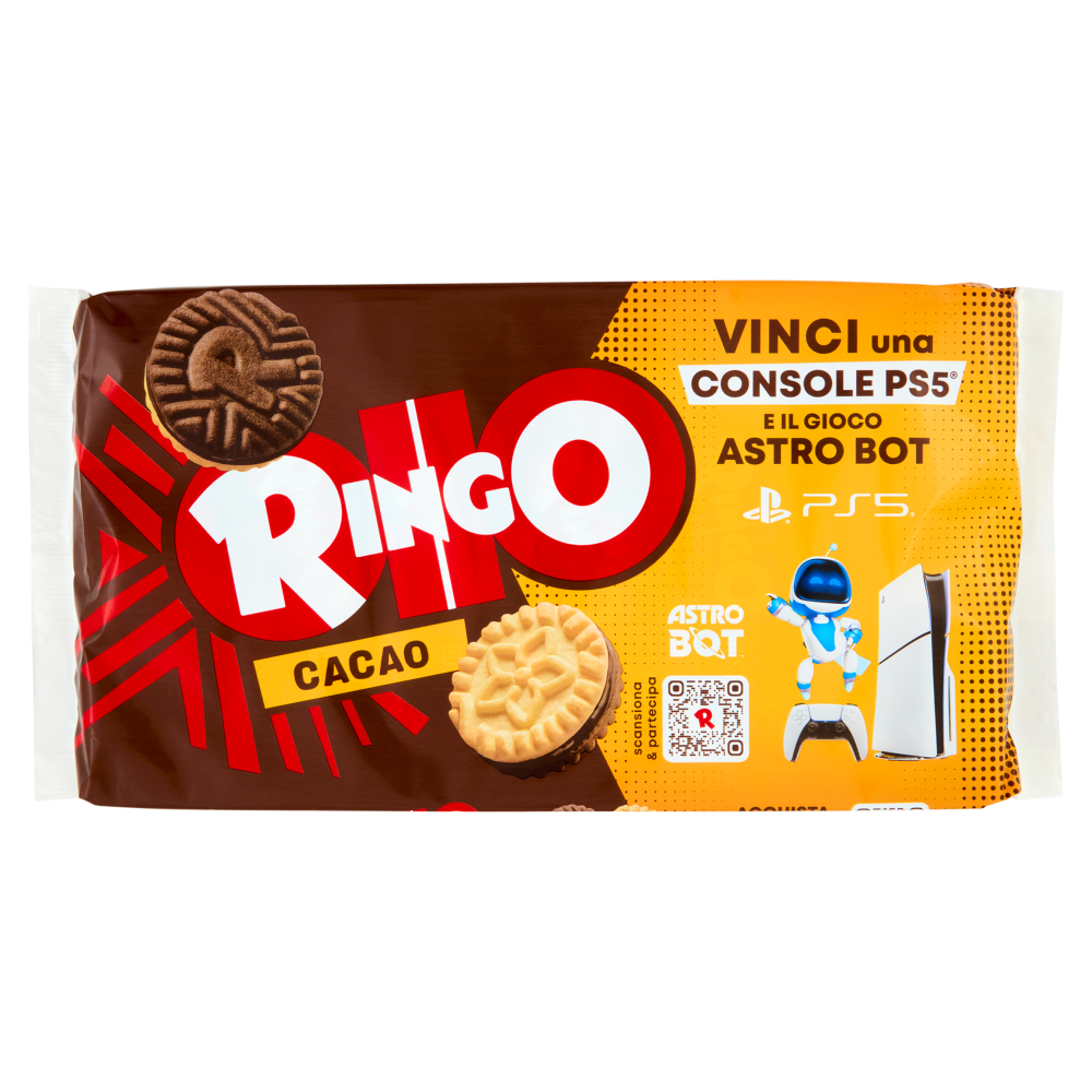 Ringo Cacao Biscotti Farciti con Crema Cacao Snack Merenda 6 porzioni, 330g