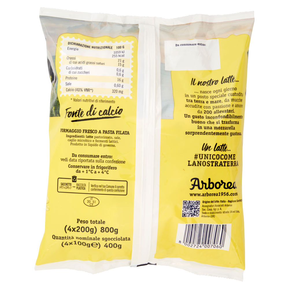 Arborea Mozzarella fiore del latte 4 x 100 g