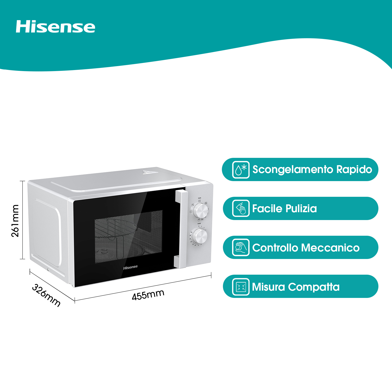 Hisense H20MOWP1HG Bianco Microonde combinato Superficie piana 20 L 700 W