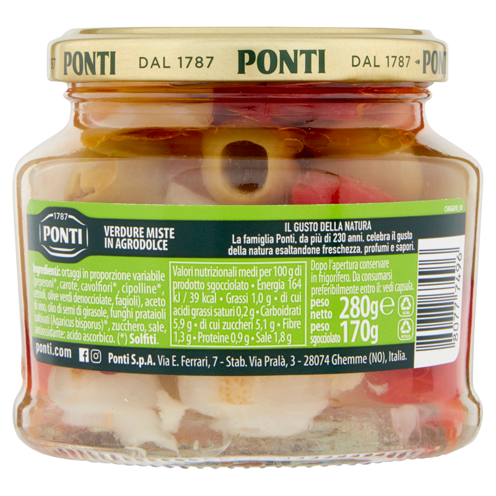 Ponti Peperlizia Verdure Giardiniera Premium 280 g