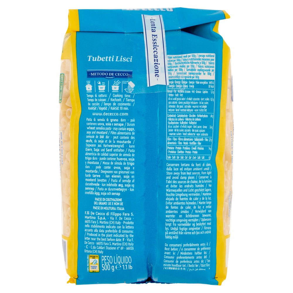 De Cecco Tubetti Lisci n&deg;62 500 g