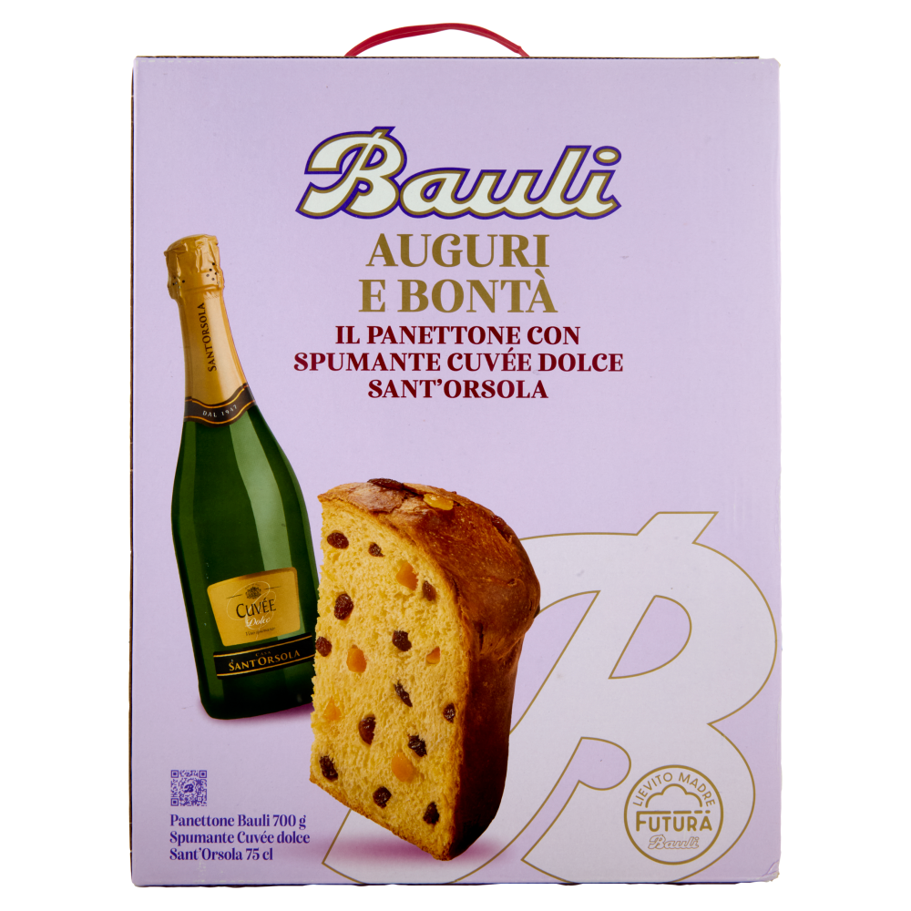 Bauli Auguri e Bontà Panettone Bauli 700 g + Spumante Cuvée dolce Sant'Orsola 75 cl