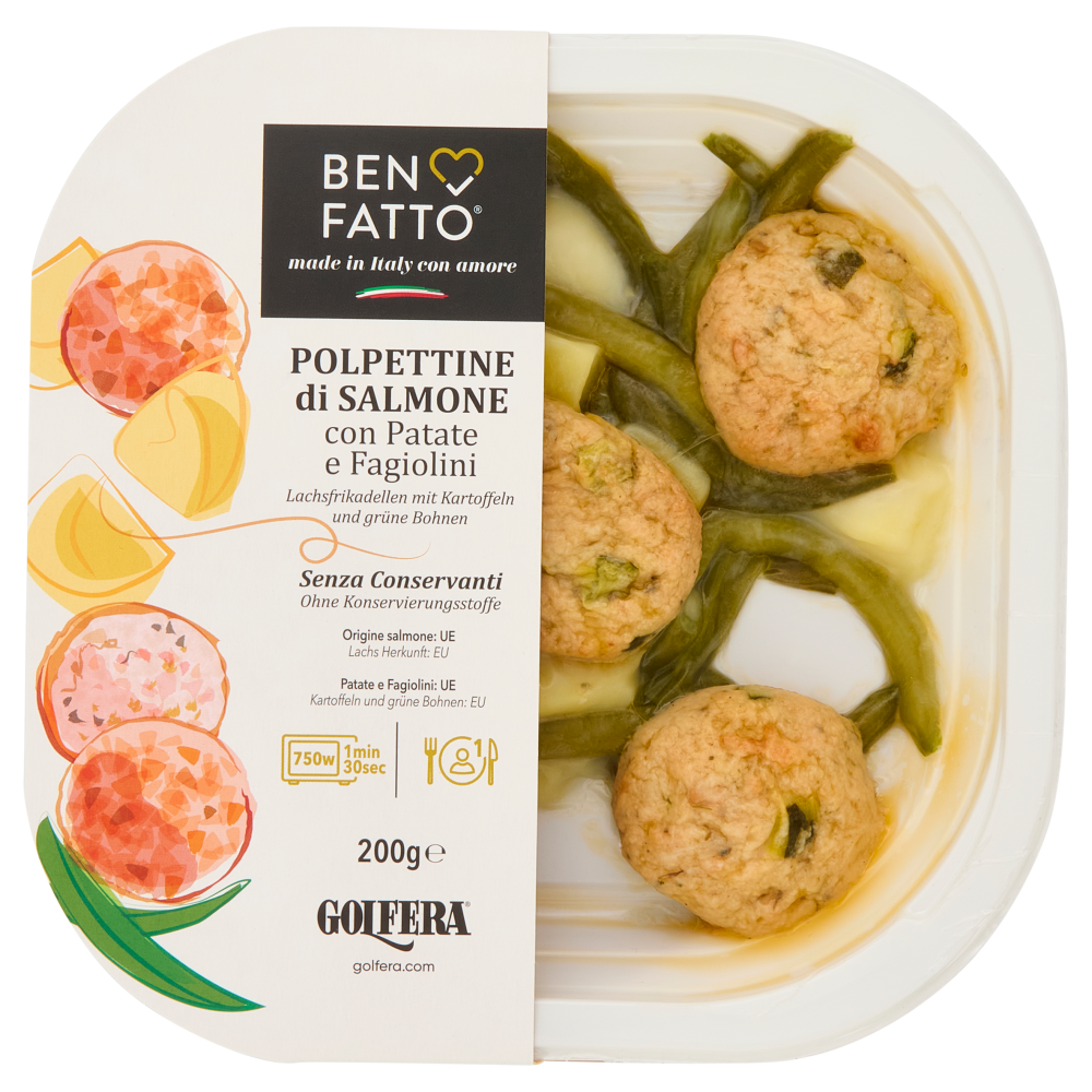 Golfera Ben Fatto Polpettine di Salmone con Patate e Fagiolini 200 g