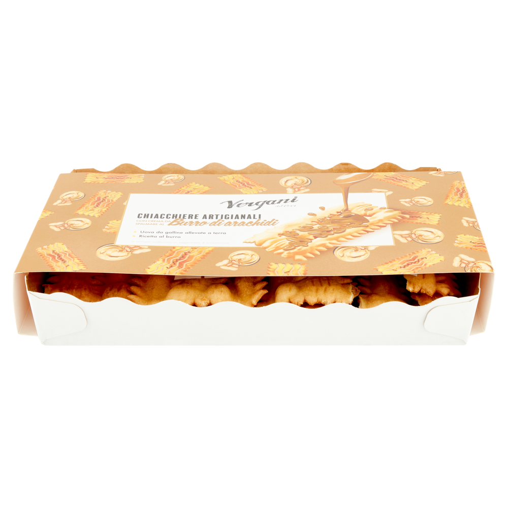 Vergani Chiacchiere Artigianali con Crema da Spalmare al Burro di arachidi 250 g