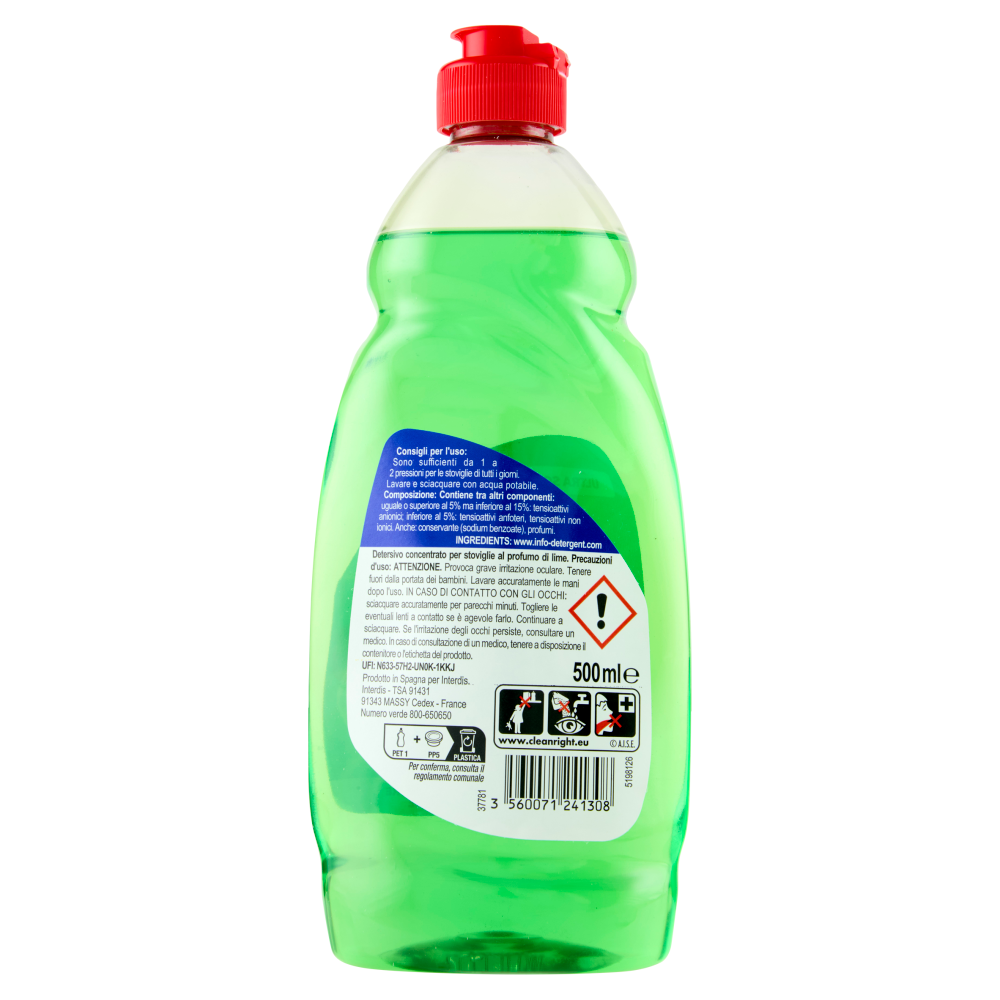 Carrefour Expert Power Clean Detersivo Concentrato per Stoviglie Lime 500 ml