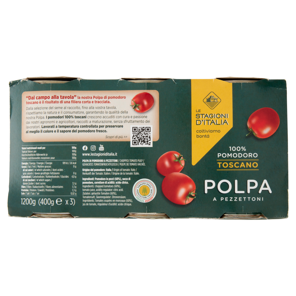 Le Stagioni d'Italia Polpa a Pezzettoni 3 x 400 g