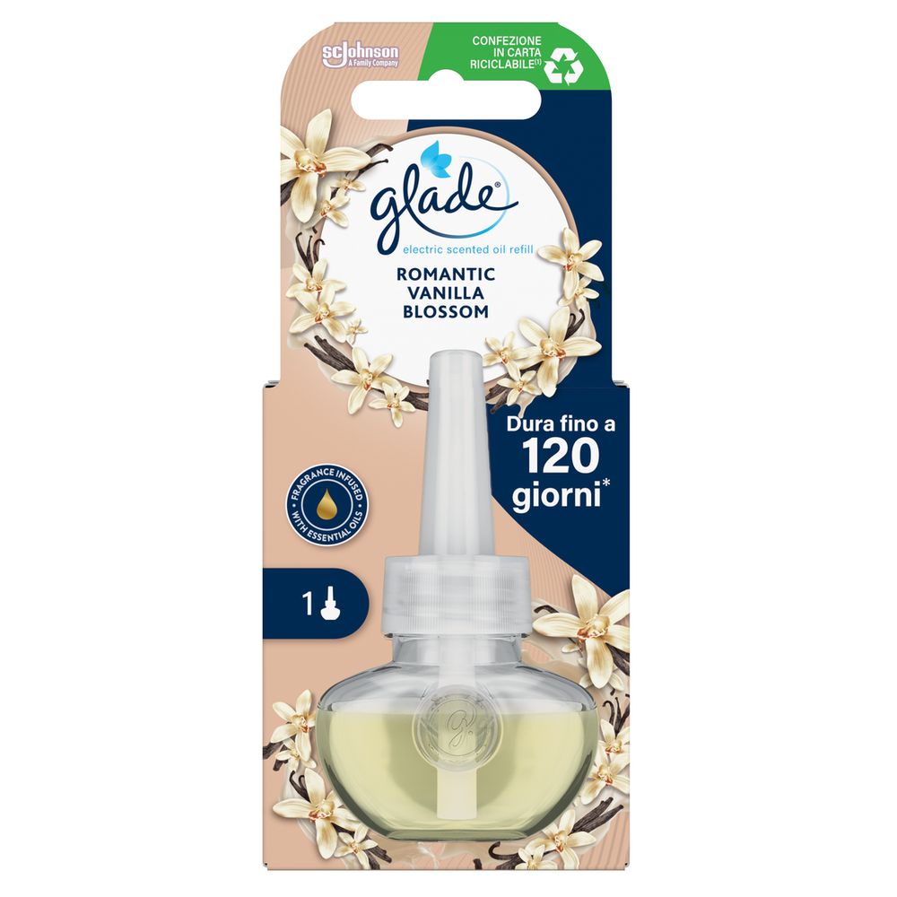 Glade liquido elettrico Profumatore per Ambienti con Olii Essenziali, Fragranza Vaniglia, 1 Ricarica da 20 ml