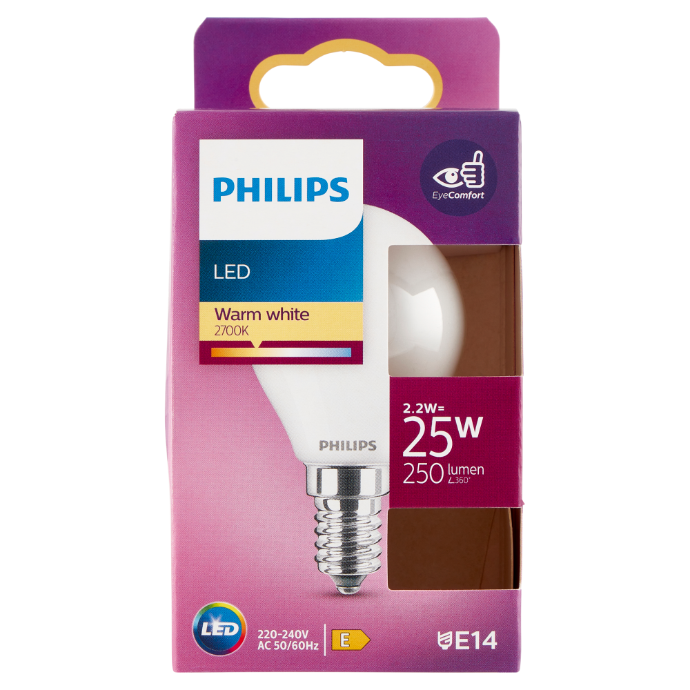 Philips Led sfera vetro 25W E14 2700K