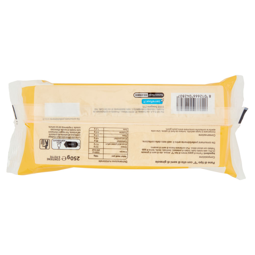 Carrefour Classic Pane per Tramezzini 5 Fette 250 g
