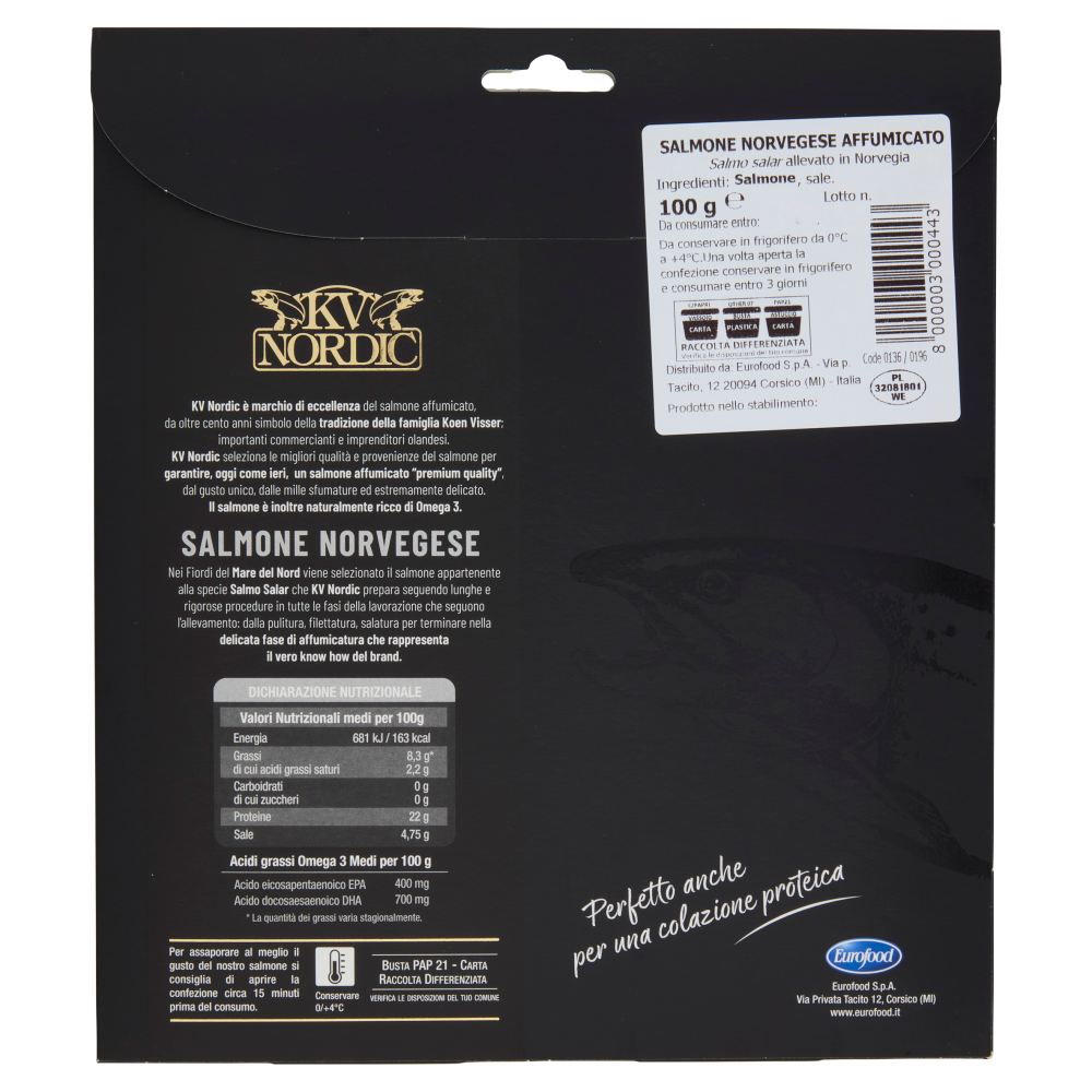 KV Nordic Salmone Norvegese Affumicato 100 g