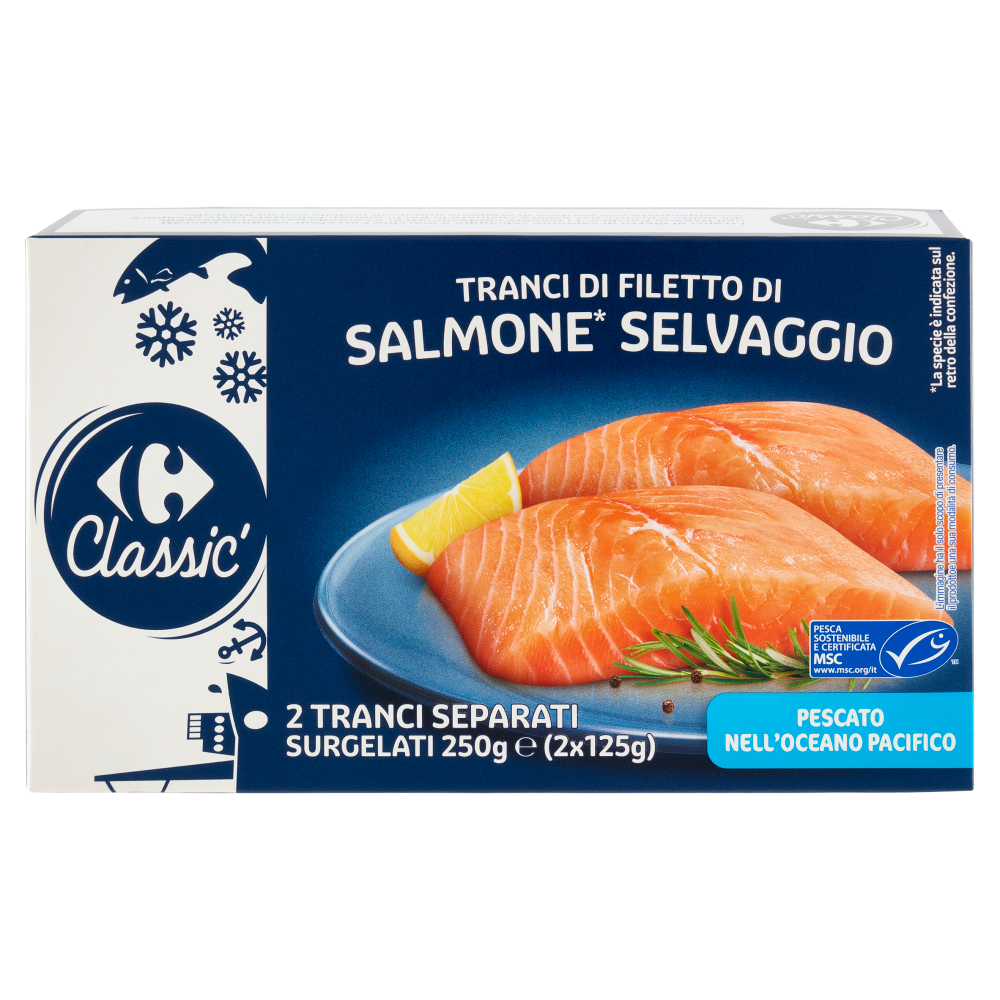 Carrefour Classic Tranci di Filetto di Salmone* Selvaggio Surgelati 2 x 125 g