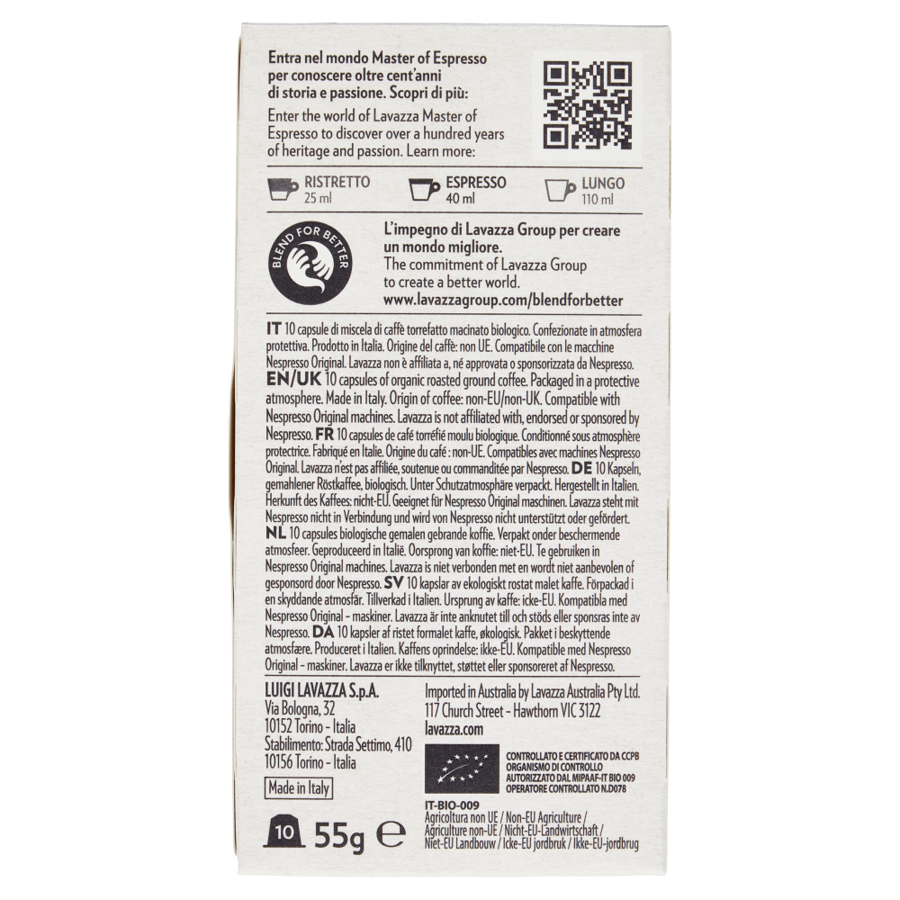 Lavazza iTierra! Bio-Organic For Africa Compatibile con Nespresso Original 10 Capsule 55 g