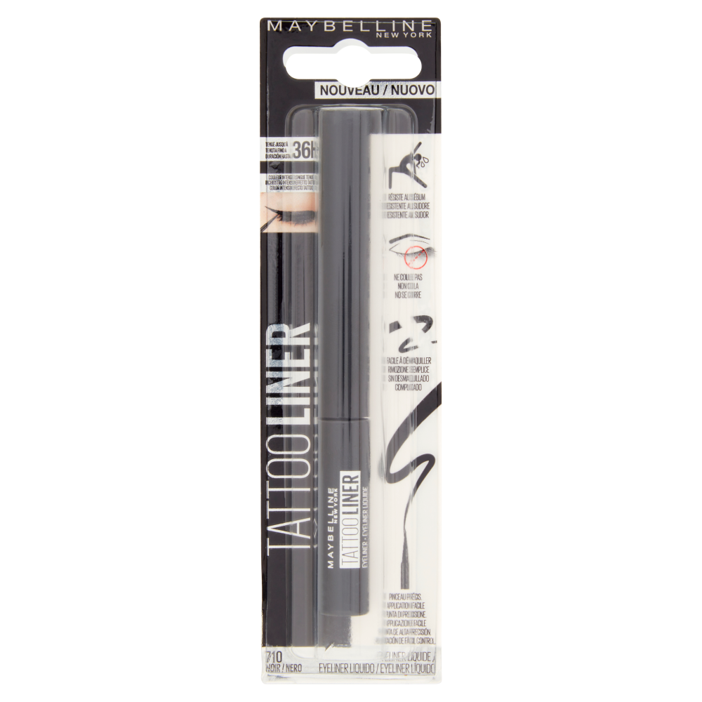 Maybelline New York Eyeliner Tattoo Liner Liquid Ink, Eyeliner a Lunga Durata, Nero