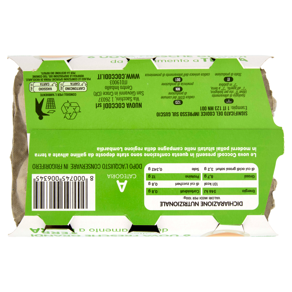 Coccodì dalle campagne della Lombardia 6 Uova Fresche Grandi da allevamento a Terra