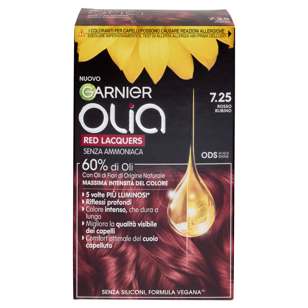 Garnier Olia Red Lacquers, Tinta Capelli Senza Ammoniaca, 7.25 Rosso Rubino