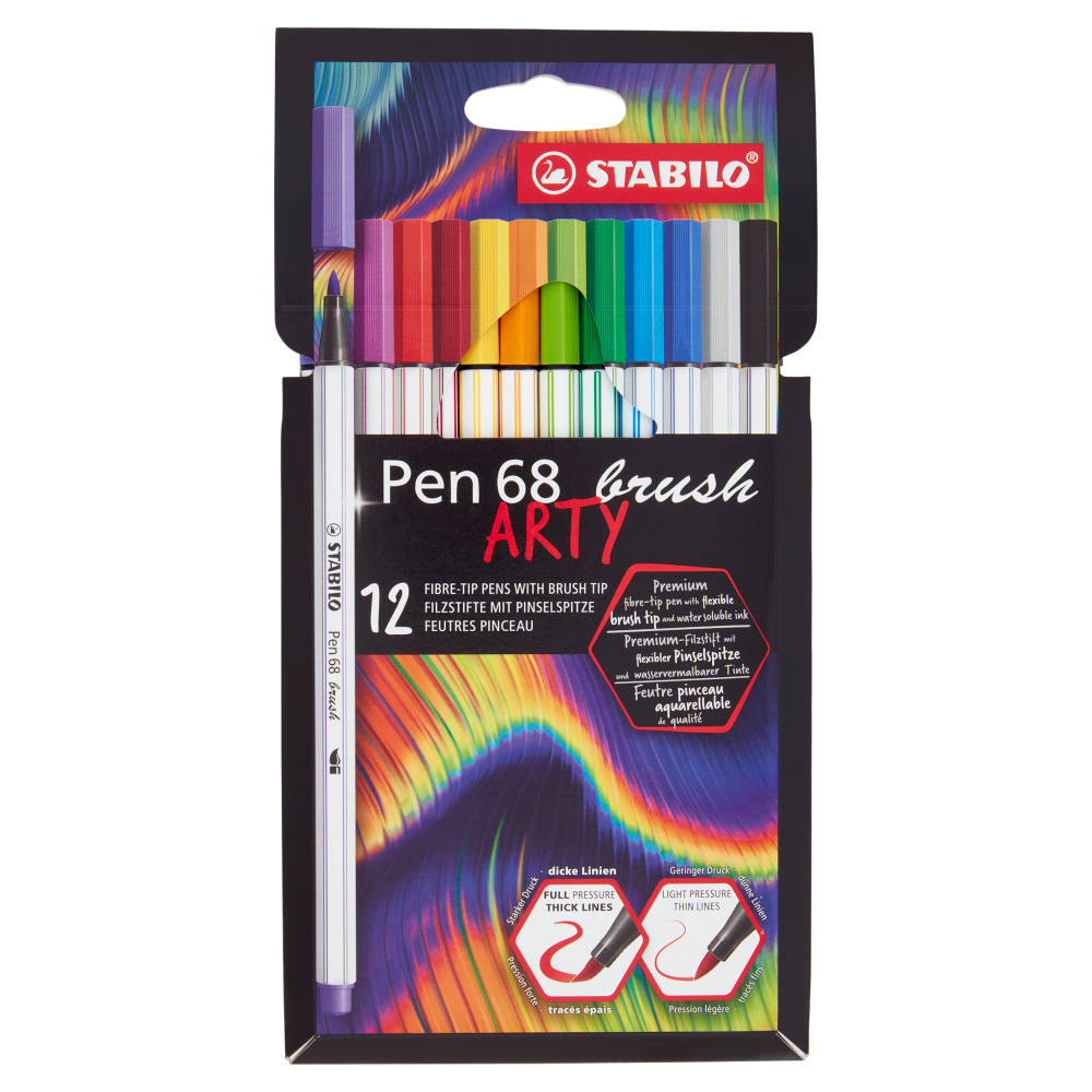STABILO Pen 68 brush pennarello - astuccio ARTY da 12 pz.