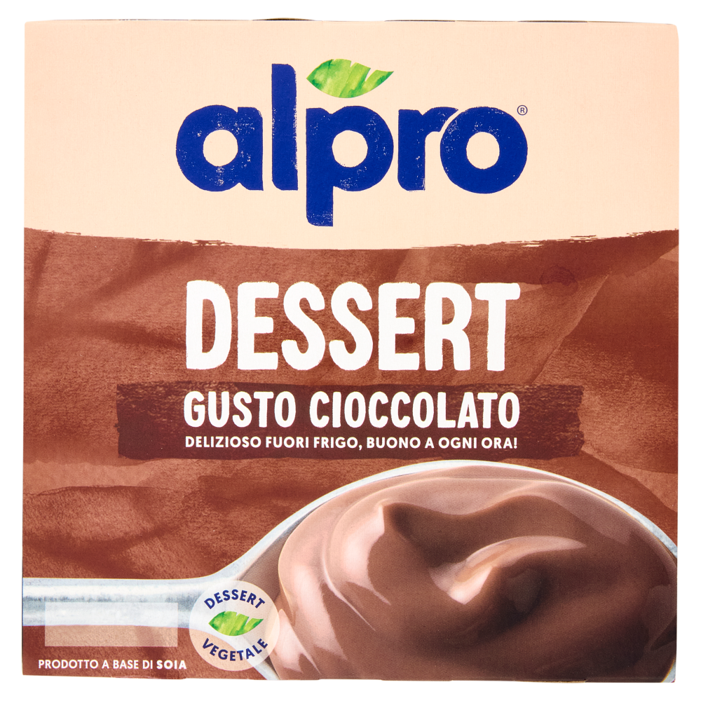 ALPRO Dessert 100% Vegetale Gusto Ciocc, Senza Lattosio, Povero di Grassi, Fonte di Calcio, 4X125g