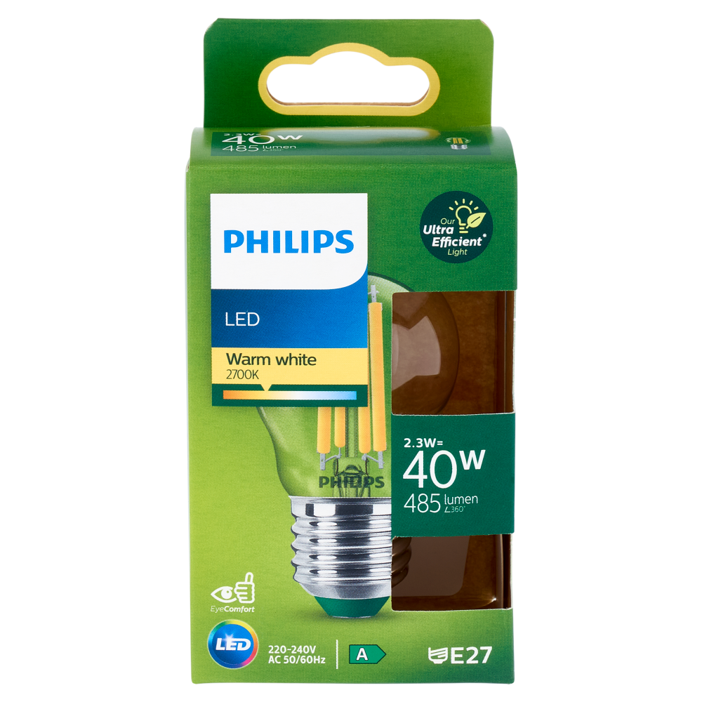 Philips LED Sfera Vetro Filam 40W E27 2700K Non-Dim Classe A