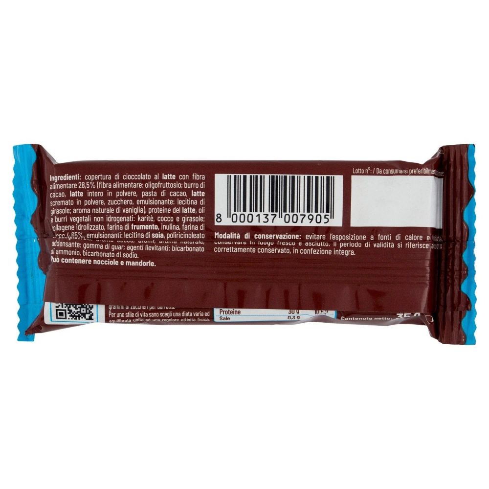 Equilibra Barretta Protein Wafer Gusto Cocco con golosa copertura di cioccolato al latte 35 g