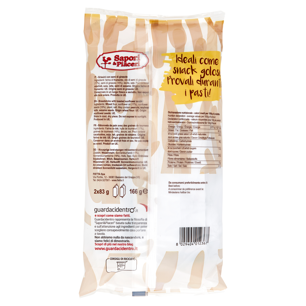 Sapori & Piaceri Stiracche con semi di girasole 2 x 83 g