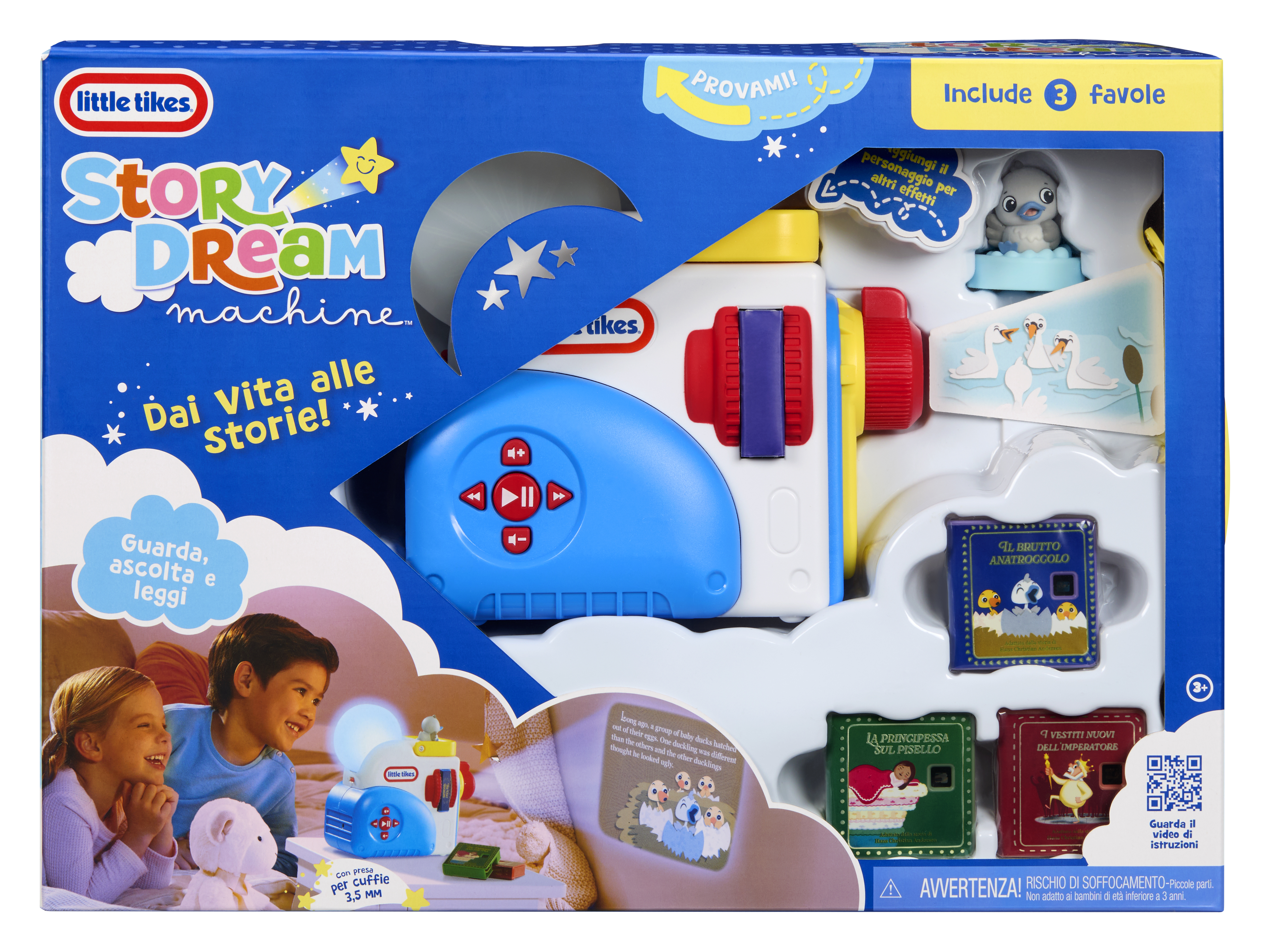 Little Tikes Story Dream Machine Starter Kit con 3 Fiabe Classiche - Proiettore di Luci, Suoni e Audio per Bambini - Include 3 storie e 1 Personaggi