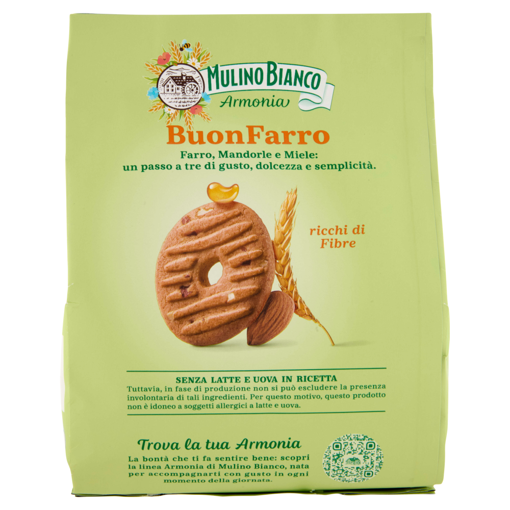 Mulino Bianco Armonia Buonfarro Biscotti Farro Mandorle Miele Senza Latte e Uova 270g