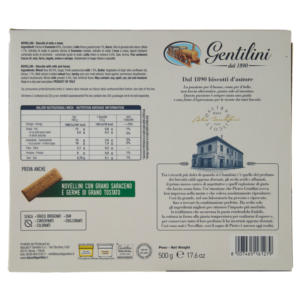 Gentilini Novellini al latte e miele 2 x 250 g
