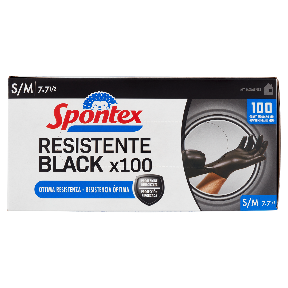 Spontex Guanti Usa&Getta Resistente Black x100 Taglia S/M