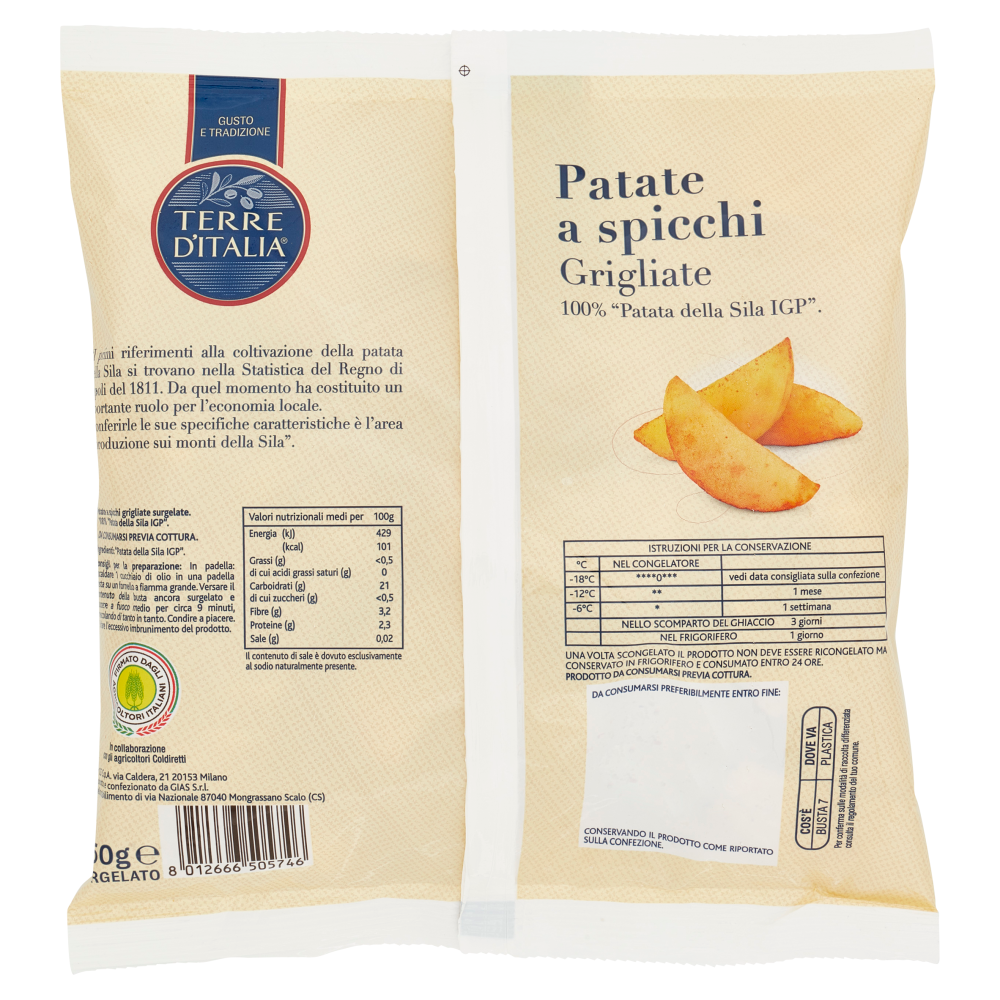 Terre d'Italia Patate a spicchi Grigliate Surgelato 450 g