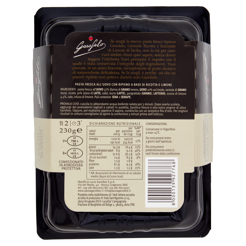 Garofalo Girasole Ricotta e Scorzette di Limoni di Sicilia 230 g