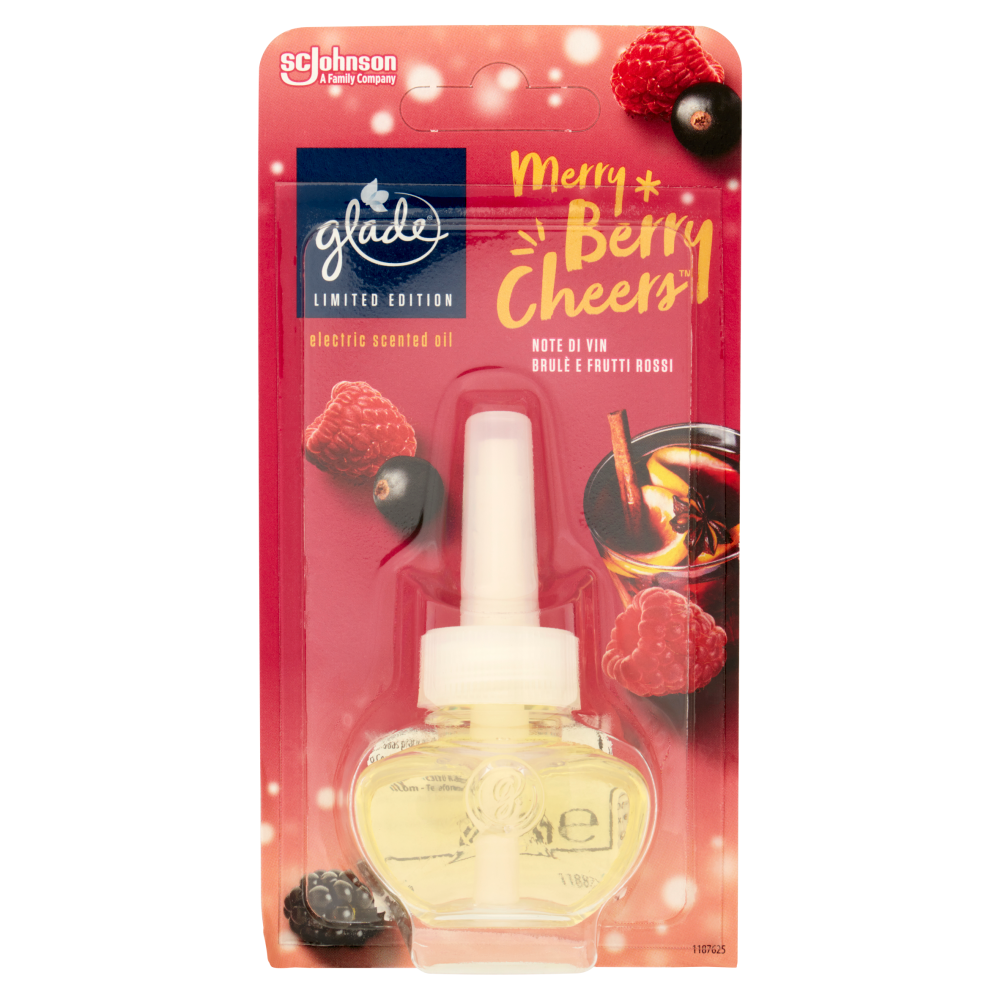 Glade Oli Essenziali, Profumatore per Ambienti Ricarica, Fragranza Merry Berry Cheers 20 ml