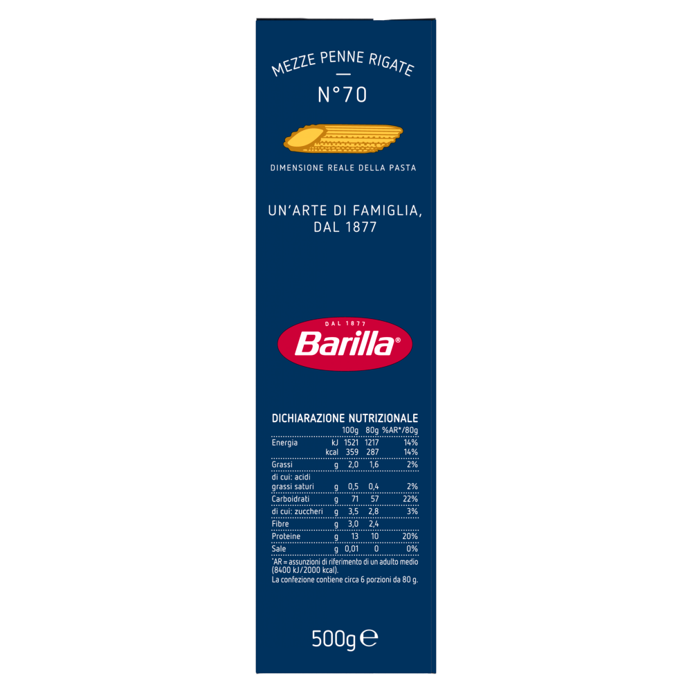 Barilla Pasta Mezze Penne Rigate n.70 500g