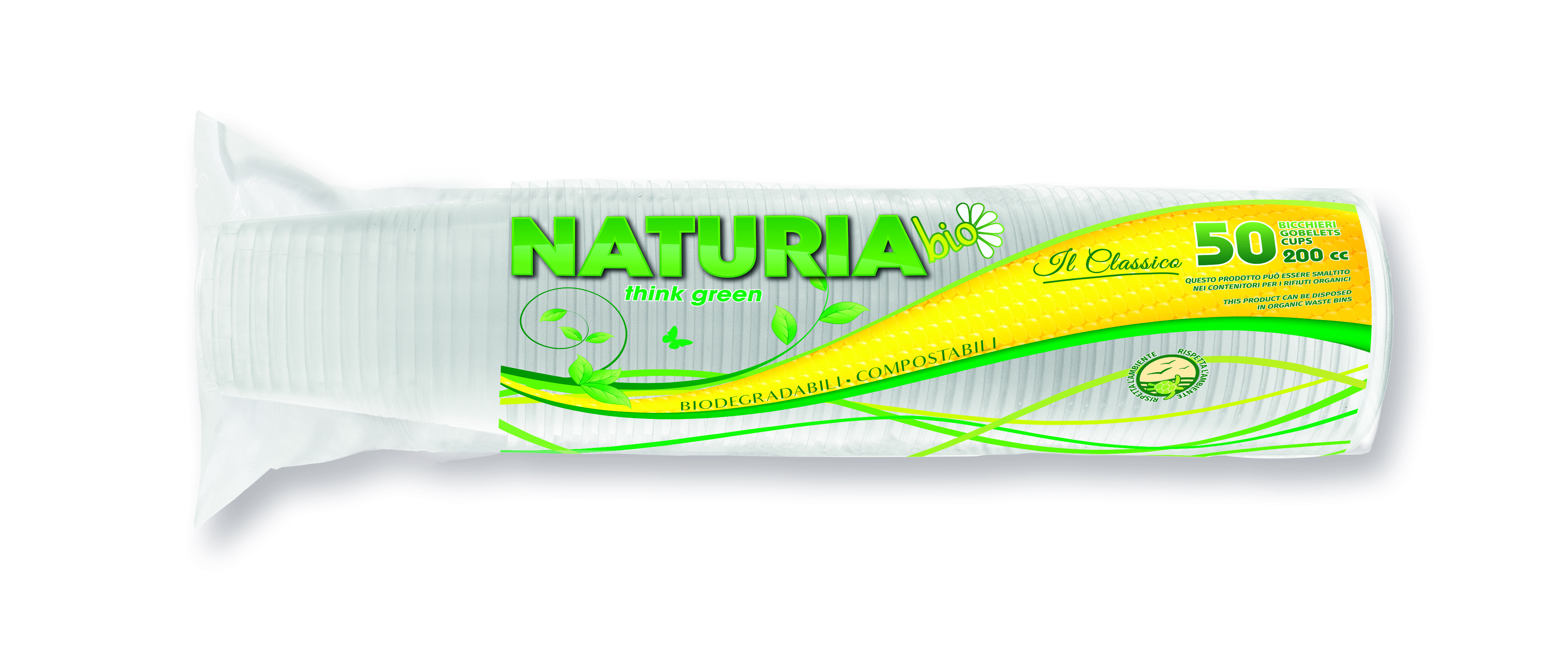 Aristea 50 Bicchieri 200cc Trasparenti PLA NAT-BIO