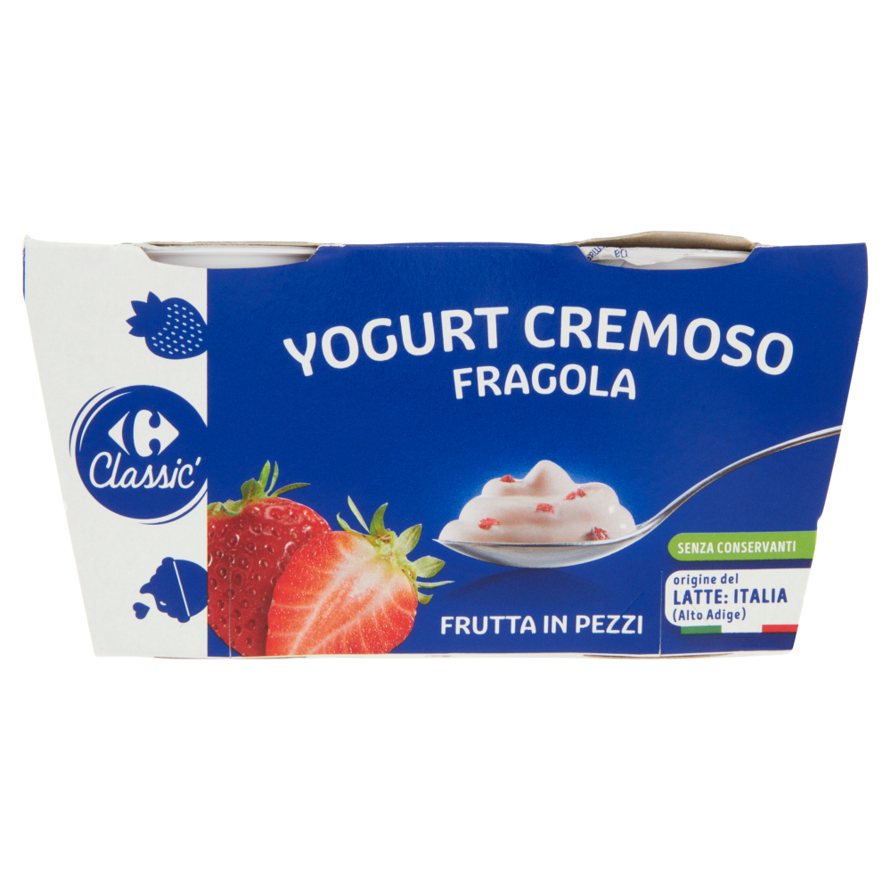 Carrefour Classic Yogurt Cremoso Fragola Frutta in Pezzi 2 x 125 g