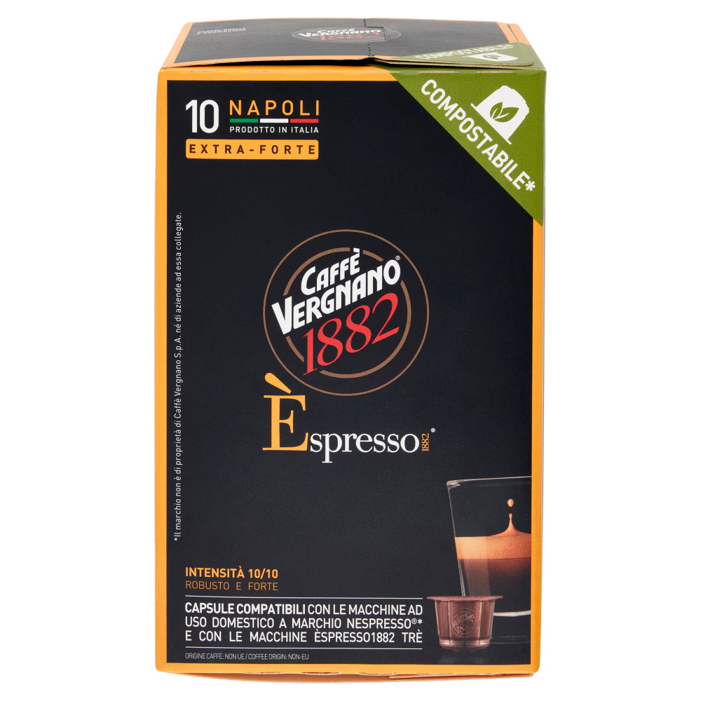Caff&egrave; Vergnano 1882 &Egrave;spresso1882 Napoli Compostabile** Capsule Compatibili Nespresso* 10 x 5 g