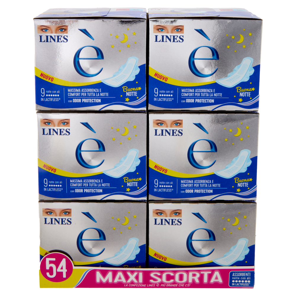 Lines &egrave; Assorbenti notte con ali 54 pz