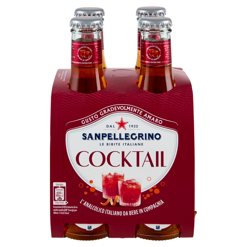 BIBITE SANPELLEGRINO, Bevande Gassate, Cocktail, Vetro 20 cl x 4