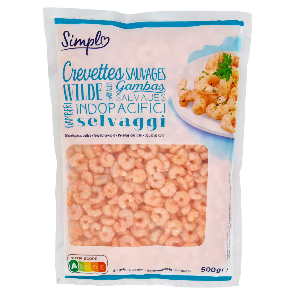 Simpl Gamberi Indopacifici selvaggi Sgusciati cotti Surgelato 500 g