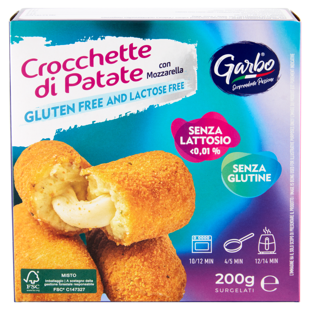 Garbo Gluten Free and Lactose Free Crocchette di Patate con Mozzarella Surgelati 200 g